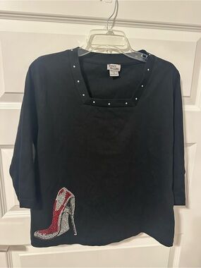 Black Embellished High-Heel Top by French Dressing